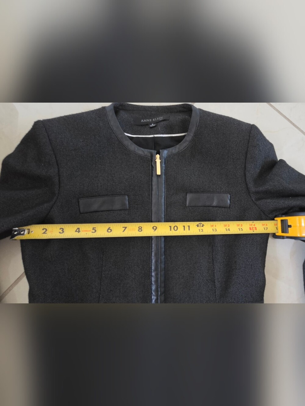 Anne Klein Jacket Size 2 Black Moto Office Alt Edgy Tailored Minimalist - Picture 7 of 10